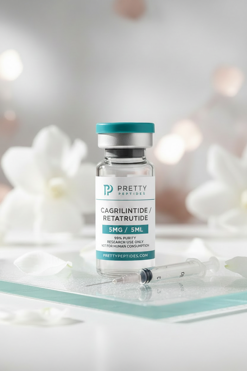 Cagrilintide / Retatrutide 5mg/5mg/3mL research peptide vial by Pretty Peptide Co