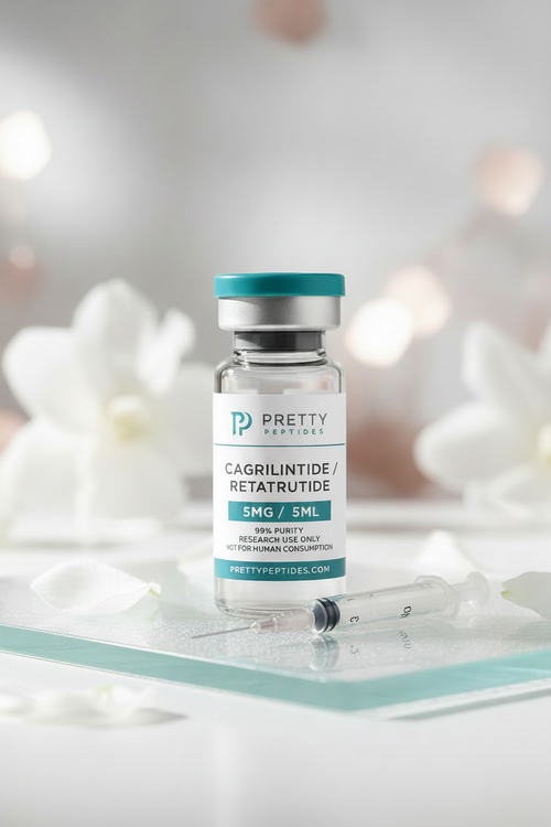 Cagrilintide / Retatrutide 5mg/5mg/3mL research peptide vial by Pretty Peptide Co
