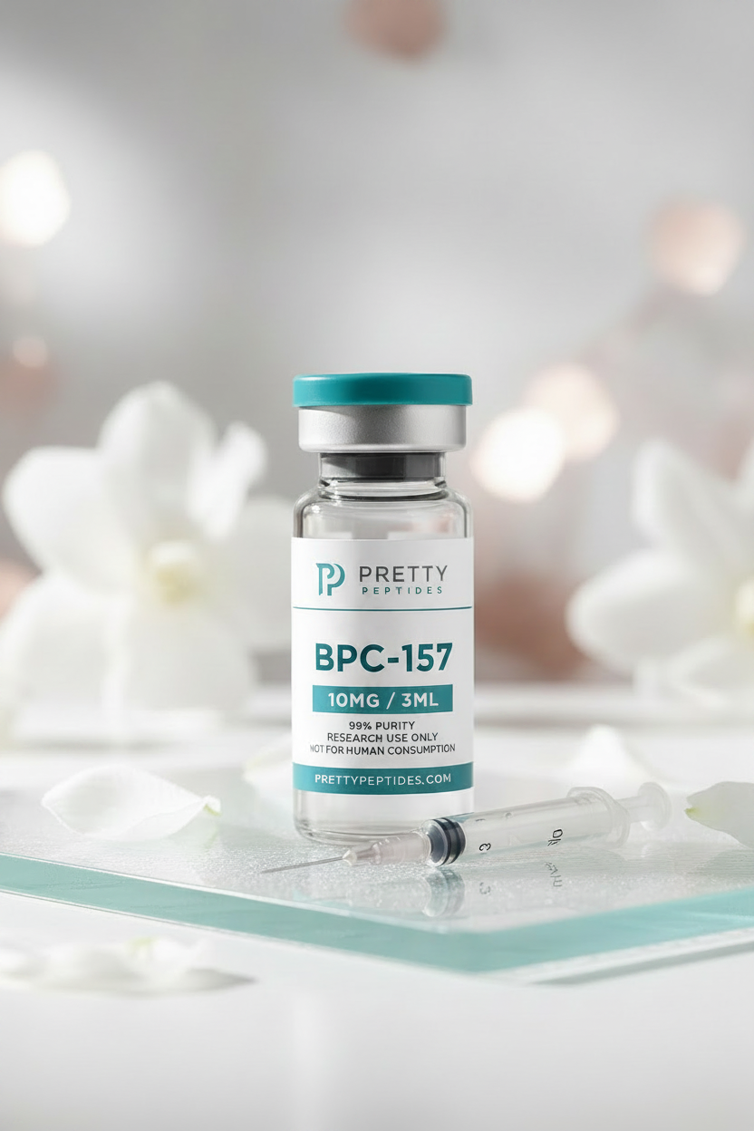 BPC-157 10mg/3mL research peptide vial by Pretty Peptide Co